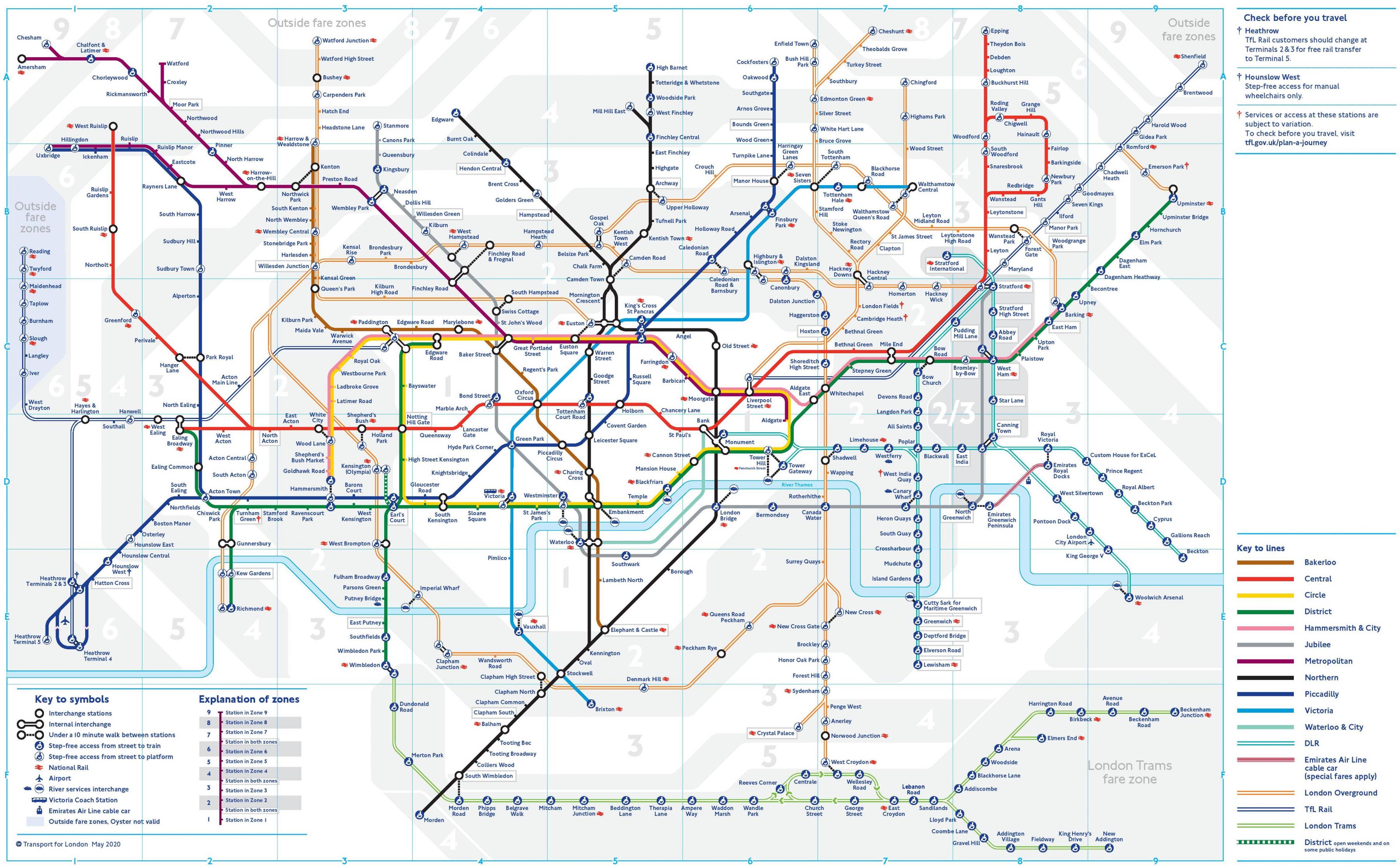 Rør kort i London Kort over London tube (England)