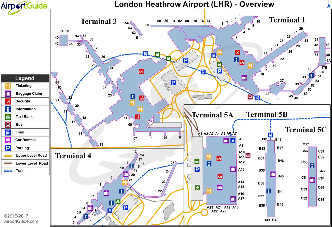 Heathrow terminal kort Kort over heathrow terminal (England)